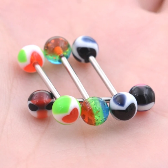 14G Tongue Rings Surgical Stainless Steel - Picture 3 of 7
